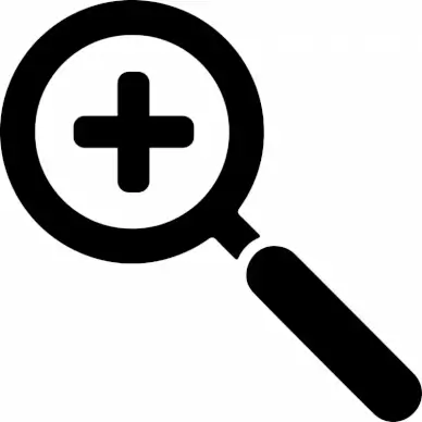 zoom in sign icon flat black white magnifier plus sketch