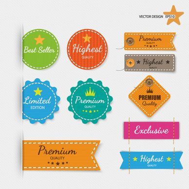 10 color promotional labels and banner vector