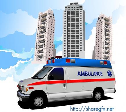 hospital background ambulance buildings sketch modern 3d