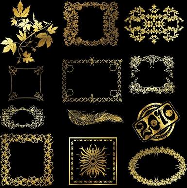 12 golden lace pattern vector