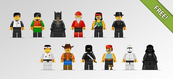 12 Lego Characters in Pixel Art Style