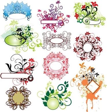 floral decoration design elements colorful classical swirls style