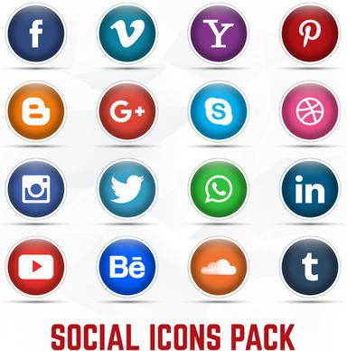 16 social icon set vector free download