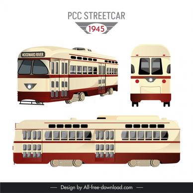 1945 pcc streetcar advertising template flat side view back view front view sketch