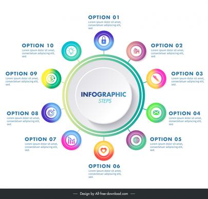 1 to 10 elements infographic template elegant circles layout