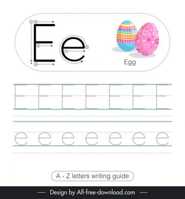 1st class writing guide worksheet template tracing letters e easter eggs sketch 