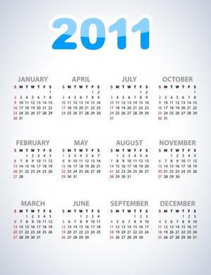2011 calendar template modern bright simple design
