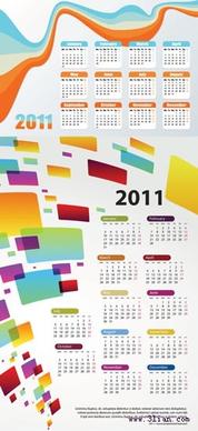 2011 calendar templates colorful modern curves rectangular decor