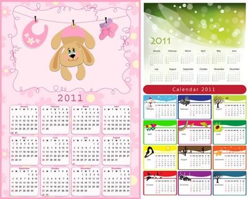 2011 calendar template vector cute