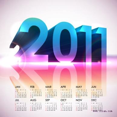 2011 calendar template modern shiny 3d reflection decor