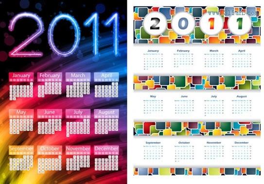 2011 calendar templates modern colorful abstract decor