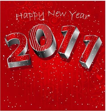 2011 new year banner elegant red 3d digits