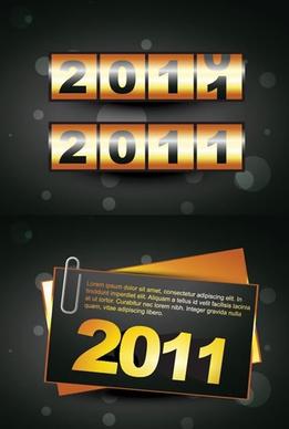 2011 new year banners elegant golden black figures