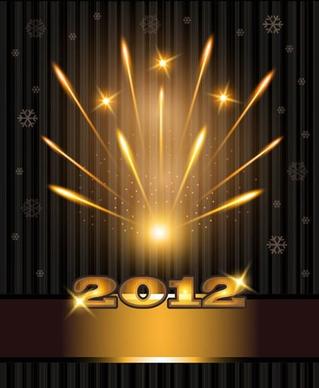 2012 new year poster sparkling dynamic light snowflakes