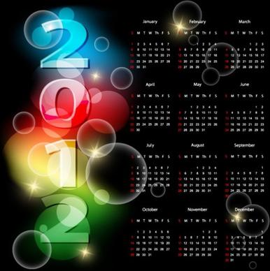 2012 calendar 01 vector