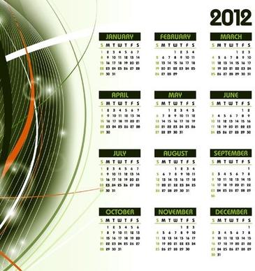 2012 calendar 01 vector elements