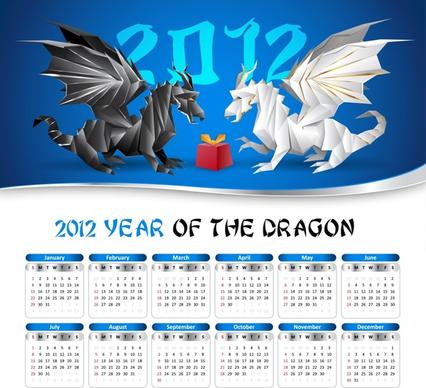 2012 calendar calendar calendar vector pterosaur