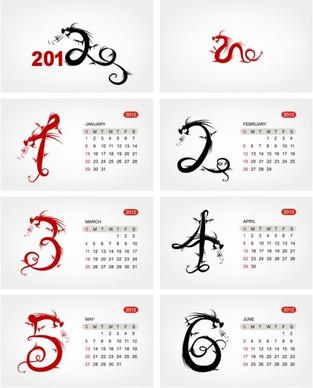 2012 calendar template 04 vector