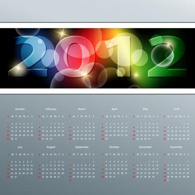 2012 calendar template modern sparkling numbers decor
