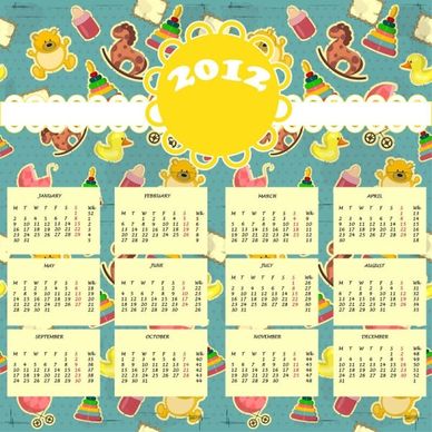 2012 cartoon calendar 02 vector