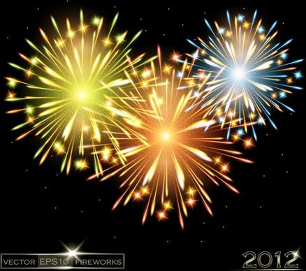 2012 new year banner sparkling dynamic fireworks decor