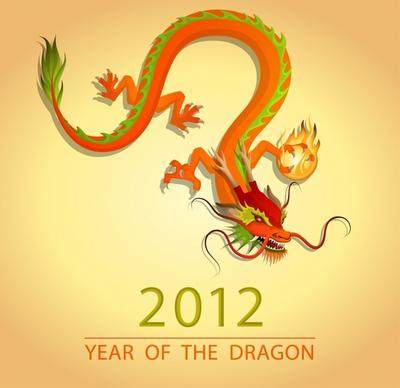 2012 calendar background oriental dragon sketch