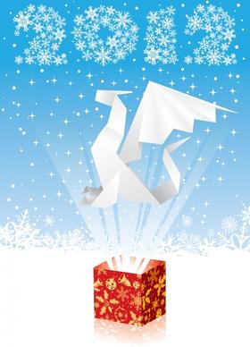 2012 origami paper cranes vector cartoon