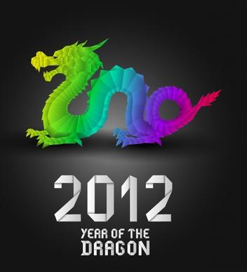 2012 new year banner template modern eastern dragon