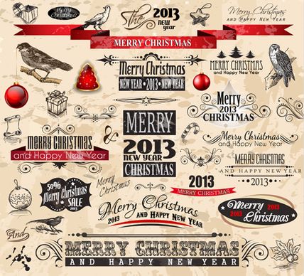 2013 christmas labels and decorative accessories vector