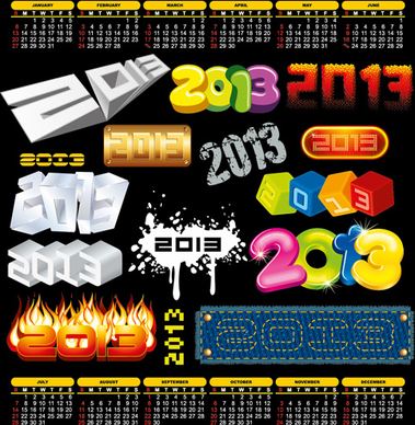 2013 design elements and13 calendar vector