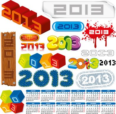 2013 design elements and13 calendar vector