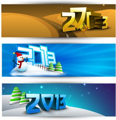 2013 happy new year theme banner vector