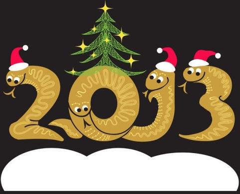 2013 year of the snake christmas cartoon background 01 vector