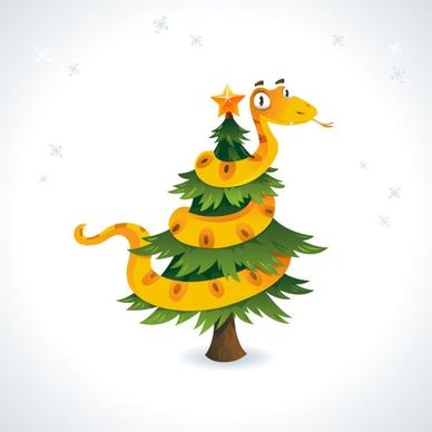 2013 year of the snake christmas cartoon background 02 vector