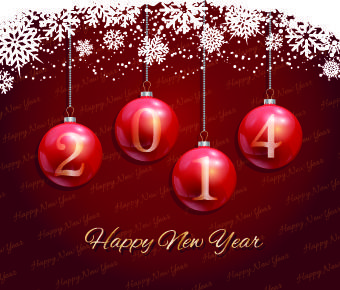 2014 christmas balls new year background vector