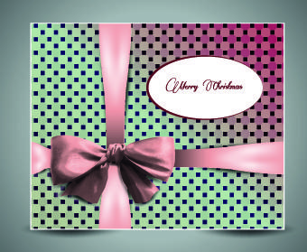 2014 christmas bow greeting card vector set