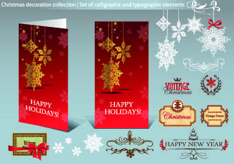 2014 christmas decoration calligraphic with typographic vector