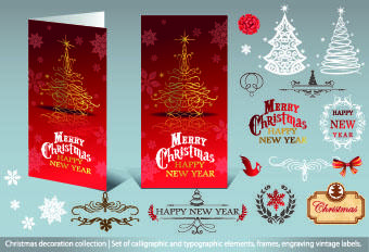 2014 christmas decoration calligraphic with typographic vector