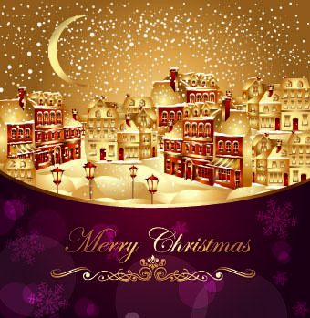 2014 christmas golden city background vector
