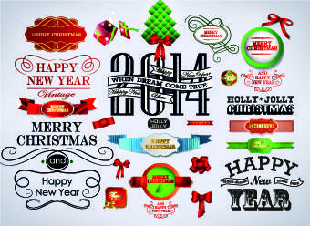 2014 christmas labels and decoration creative vector