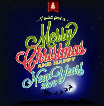 2014 christmas night sky vector background