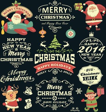 2014 christmas santa with labels sale elements vector