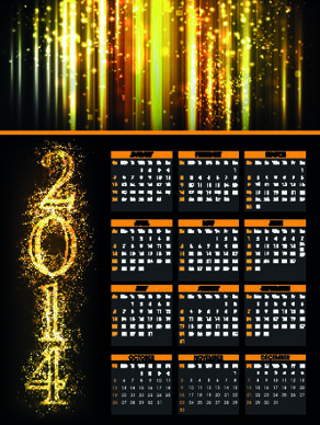 2014 fireworks calendar vector