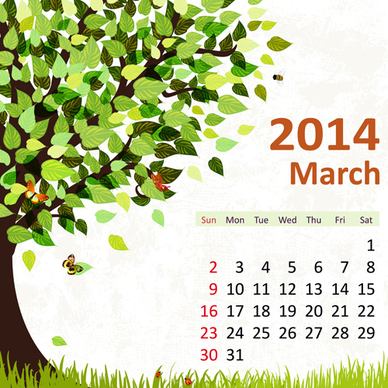 2014 floral calendar march vector