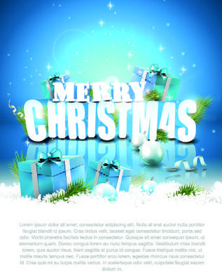 2014 merry christmas blue background with gift vector