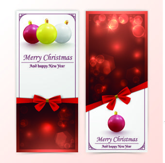 2014 merry christmas bow cards design vector set