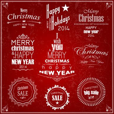 2014 new year and christmas design elements set vector