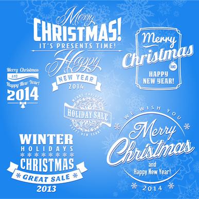 2014 new year and christmas design elements set vector