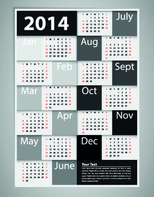 2014 new year calendar vector set