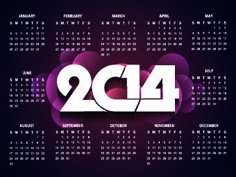 2014 new year calendar vector set